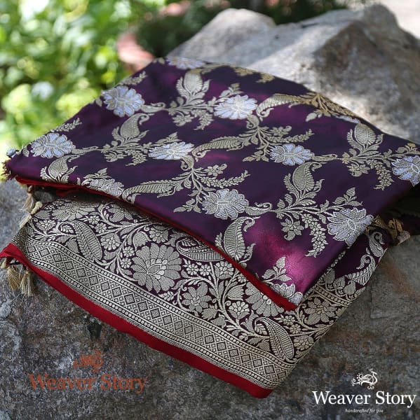 Handwoven_Wine_Kadhwa_Jangla_Dupatta_with_Silver_Meenakari_WeaverStory_01