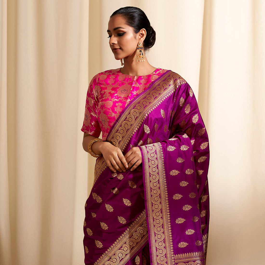 Handwoven_Kadhwa_booti_banarasi_in_royal_purple_WeaverStory_01