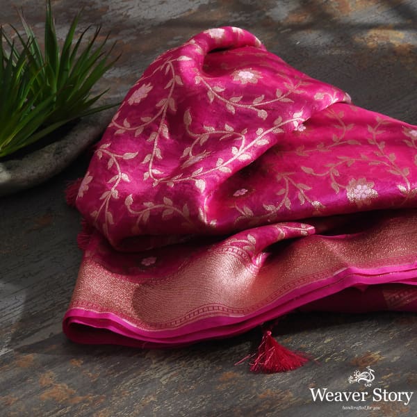 Handwoven_Pink_Organza_Meenakari_Jaal_Dupatta_WeaverStory_01