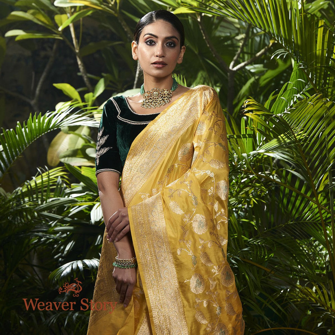 Handwoven_Yellow_Meenakari_Kadhwa_Jangla_Saree_WeaverStory_01