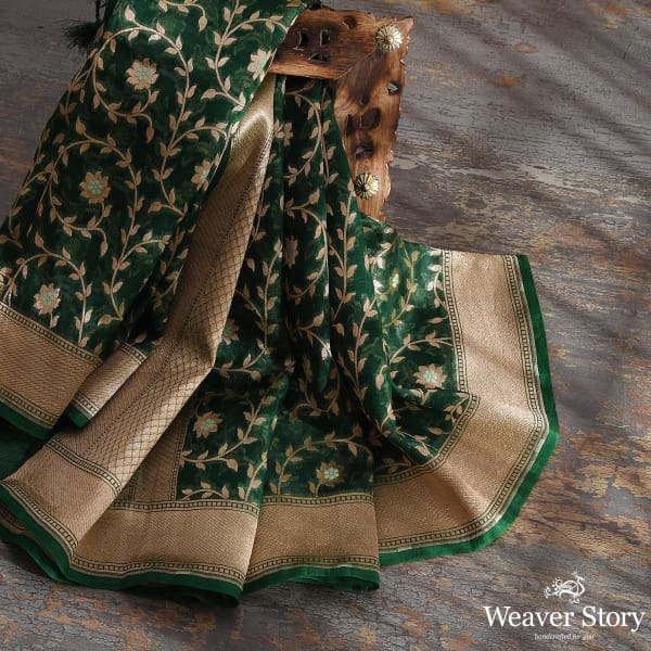 Handwoven_Green_Organza_Meenakari_Jaal_Dupatta_WeaverStory_01