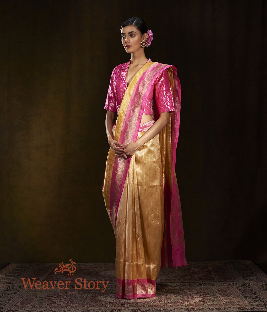 Handloom_Gold_Silk_Tissue_Saree_with_Pink_Border_and_Pallu_WeaverStory_02