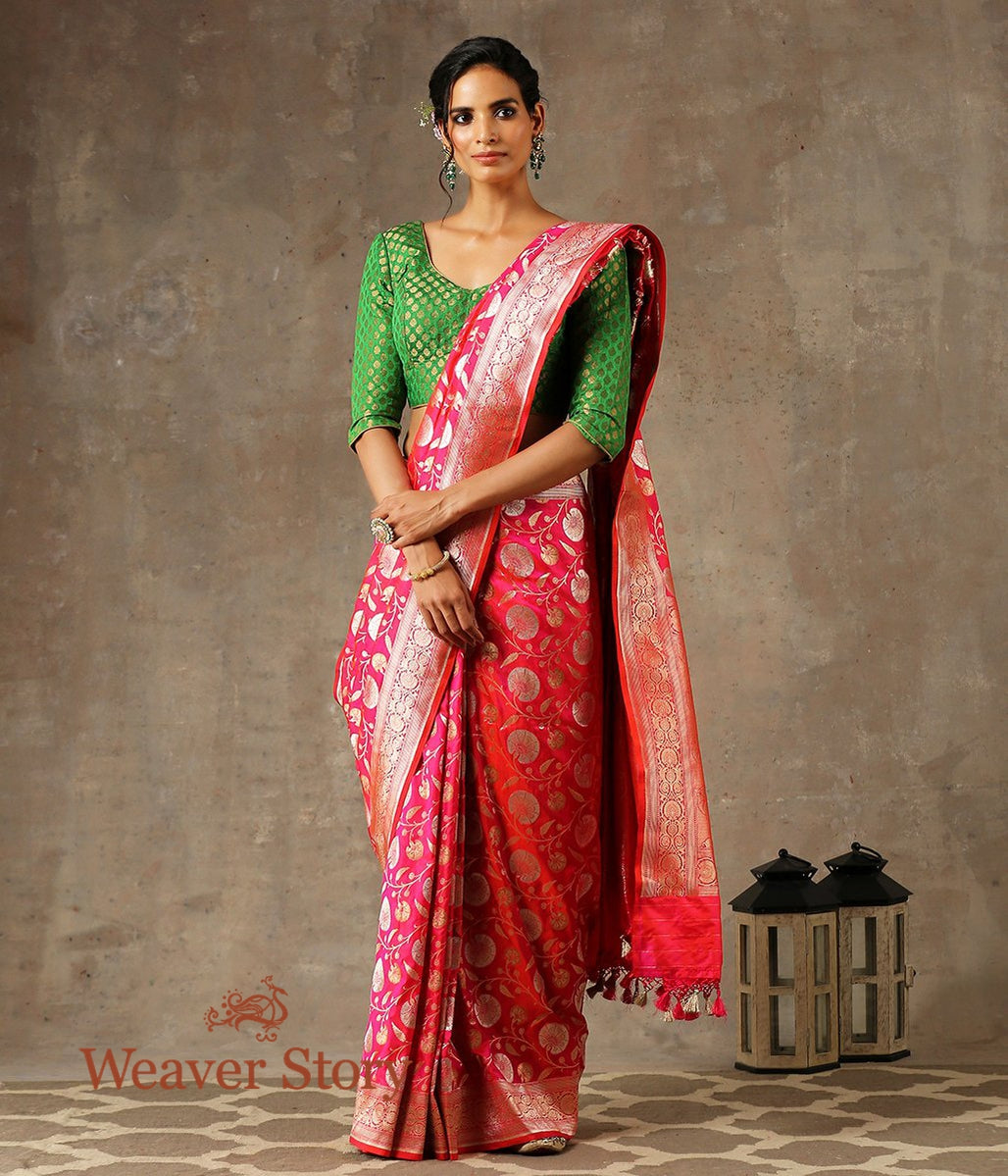 Handwoven_Pink_Dual_Tone_Banarasi_Jangla_Saree_WeaverStory_02