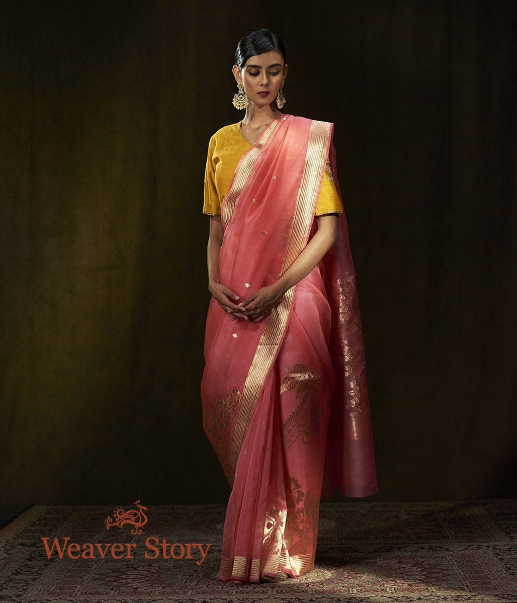 Handwoven_Pink_Kora_Banarasi_Saree_with_Cutwork_Floral_Border_WeaverStory_02