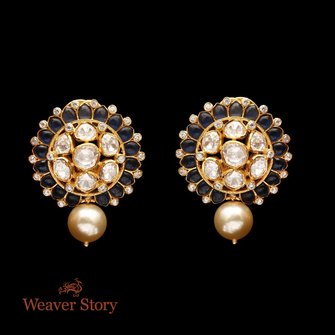 Neelima_Earrings_with_Moissanite_Polki_Crafted_in_Pure_Silver_WeaverStory_02