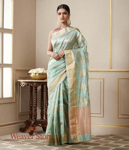 Handwoven_Light_Blue_Chanderi_Silk_Saree_with_Gold_and_Silver_Zari_Floral_Jaal_WeaverStory_02