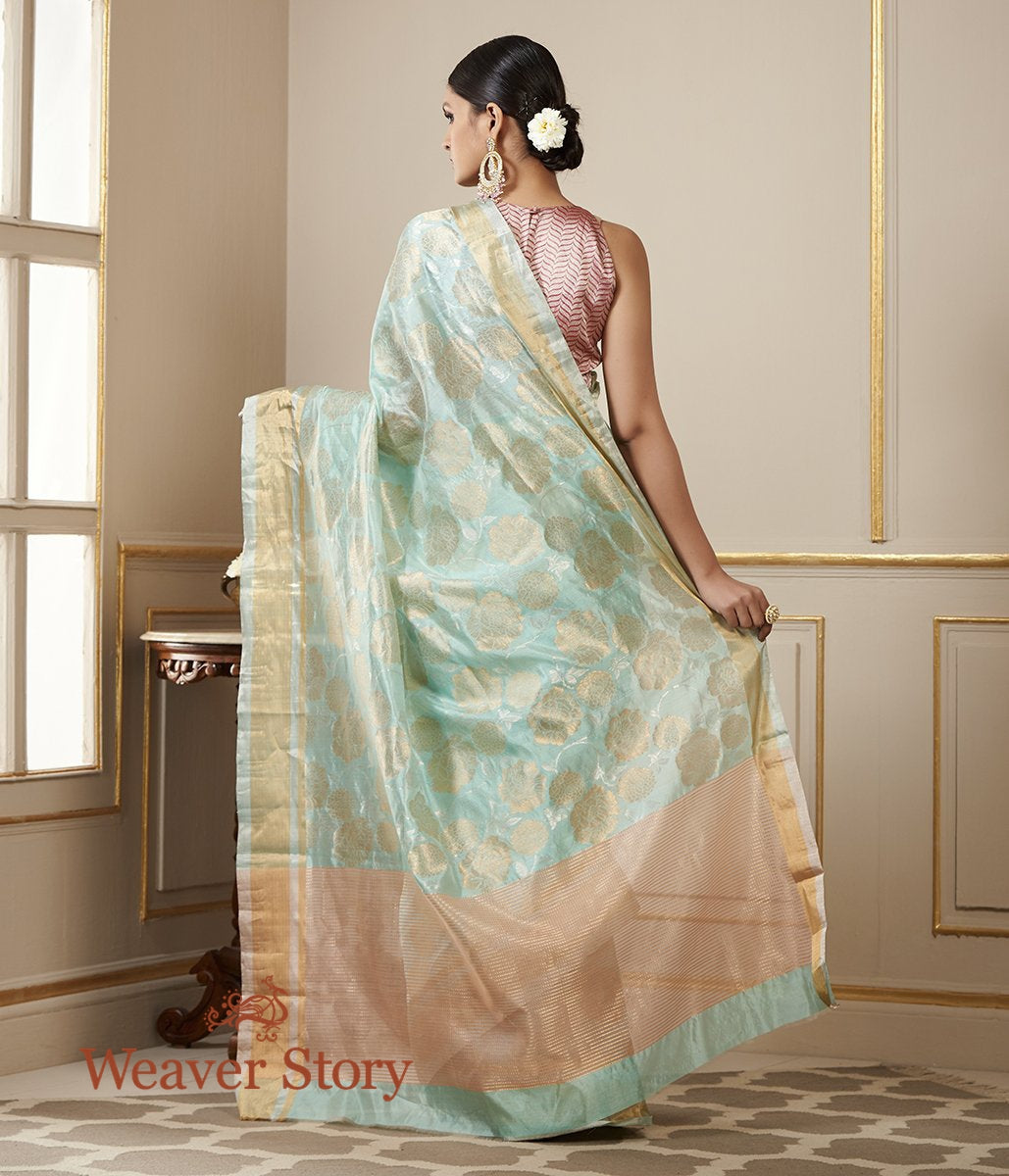 Handwoven_Light_Blue_Chanderi_Silk_Saree_with_Gold_and_Silver_Zari_Floral_Jaal_WeaverStory_03