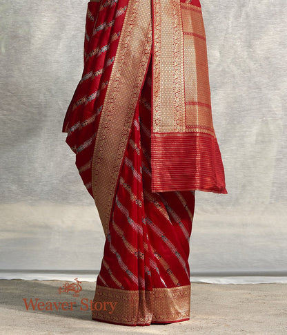 Handloom_Red_Silk_Saree_with_Diagonally_Woven_Meenakari_Bel_WeaverStory_04