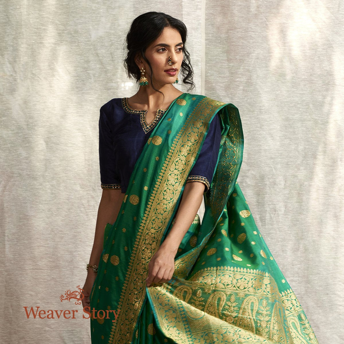 Handloom_Teal_Green_Banarasi_Saree_Woven_in_Ektara_Weave_WeaverStory_01