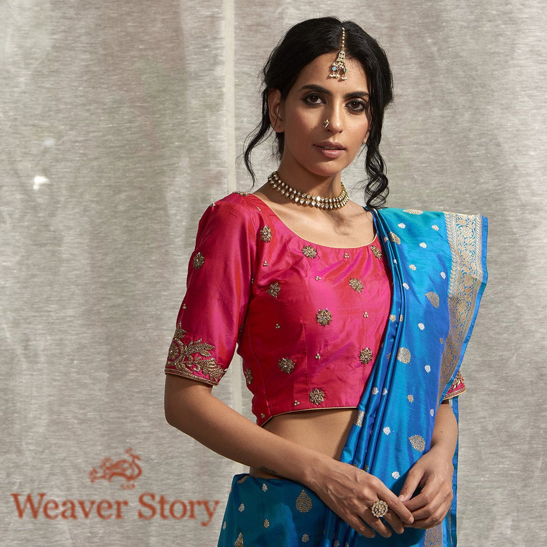 Fuschia_with_Bazuband_Embroidery_and_Booti_Blouse_WeaverStory_01