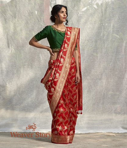 Handwoven_Red_Kadhwa_Banarasi_Jangla_with_Floral_Weave_WeaverStory_02