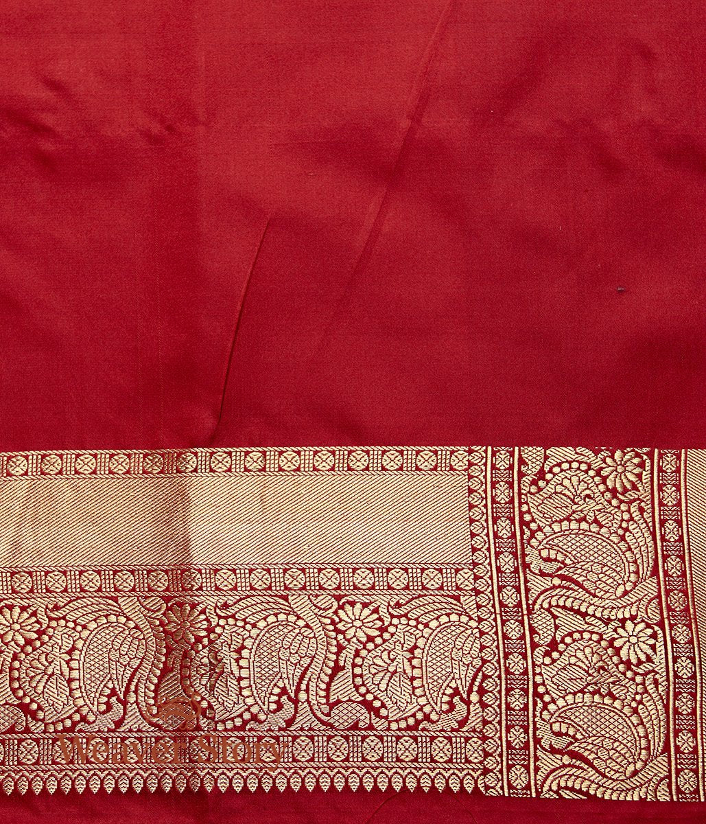 Handwoven_Mustard_and_Red_Jamawar_Saree_with_Woven_Bird_Motifs_WeaverStory_05