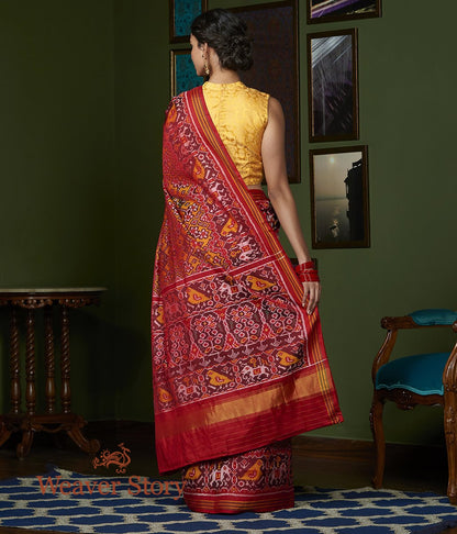 Handwoven_Mustard_and_Red_Gujarat_Patola_Saree_with_Red_Border_WeaverStory_03