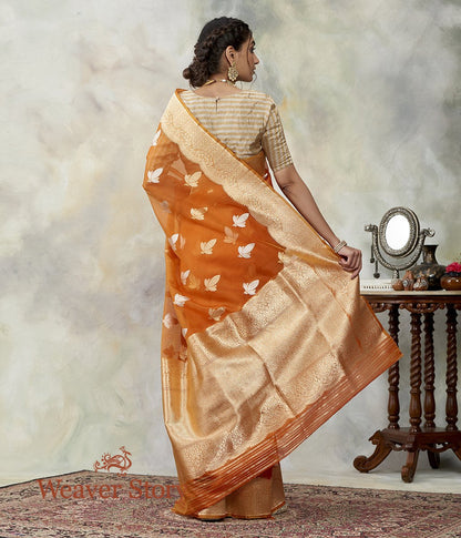 Handwoven_Orange_and_Gold_Kora_Silk_Banarasi_Saree_WeaverStory_03