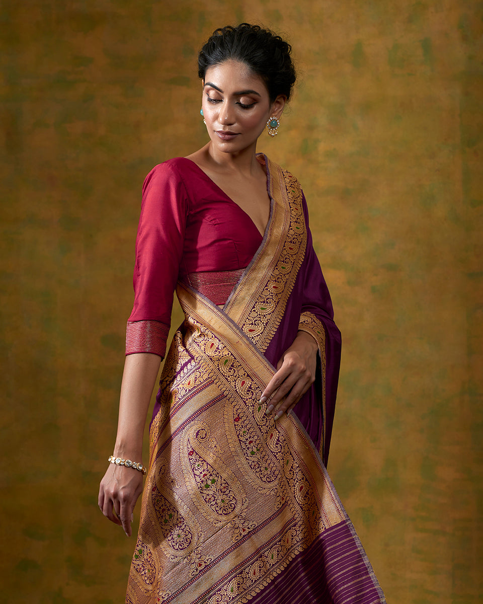 Plum_Color_Banarasi_Handloom_Saree_with_Kadhwa_Meenakari_Border_and_Konia_WeaverStory_01