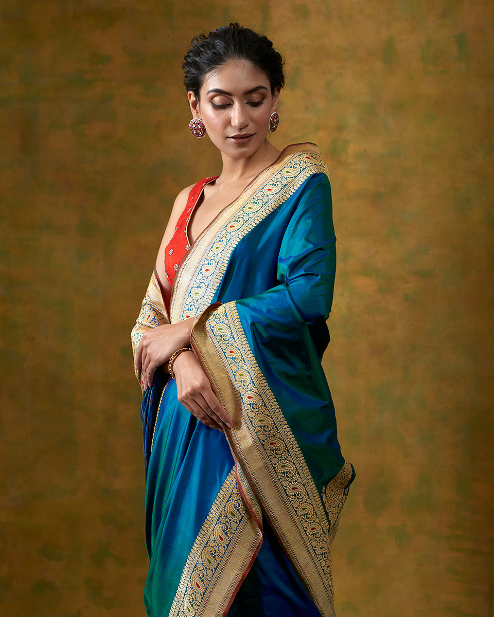 Peacock_Blue_Banarasi_Handloom_Saree_with_Kadhwa_Meenakari_Border_and_Konia_WeaverStory_01