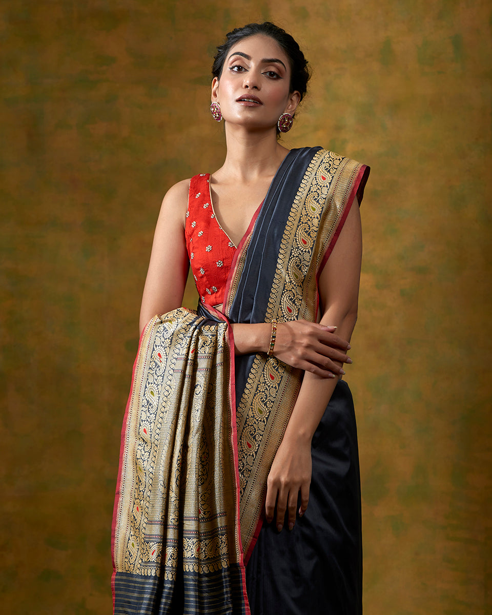 Charcoal_Black_Banarasi_Handloom_Saree_with_Kadhwa_Meenakari_Border_and_Konia_WeaverStory_01