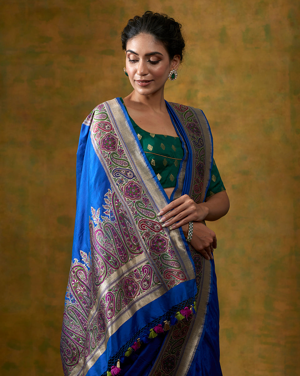 Blue_Handloom_Pure_Katan_Silk_Banarasi_Saree_with_Kadhwa_Meenakari_Jamawar_Border_WeaverStory_01