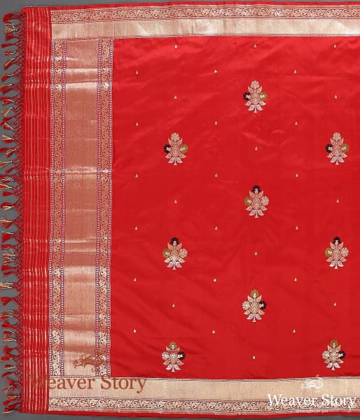 Handwoven_Red_Banarasi_Katan_Silk_Dupatta_with_Meenakari_Boota_WeaverStory_02