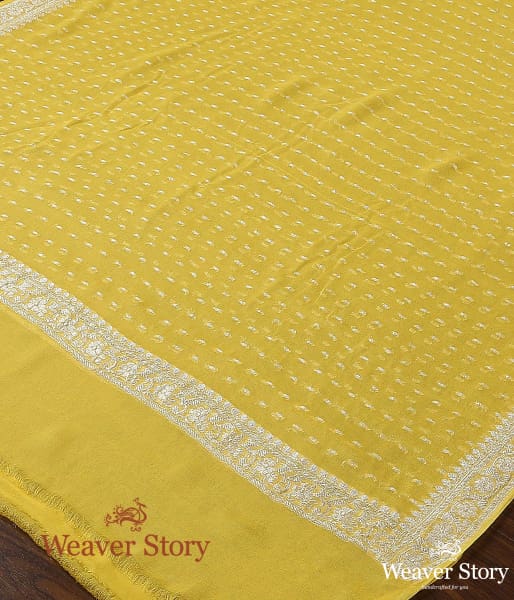 Handwoven_Yellow_Georgette_Dupatta_with_Silver_Zari_WeaverStory_03