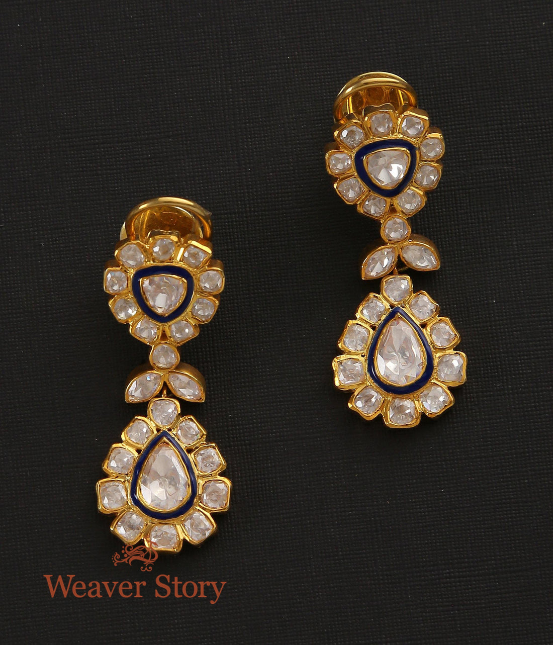 Kamal_Nain_Earrings_with_Moissanite_Polki_Crafted_in_Pure_Silver_WeaverStory_02