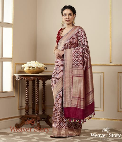 Handwoven_Maroon_Kadhwa_Jangla_Saree_with_Pure_Zari_WeaverStory_02