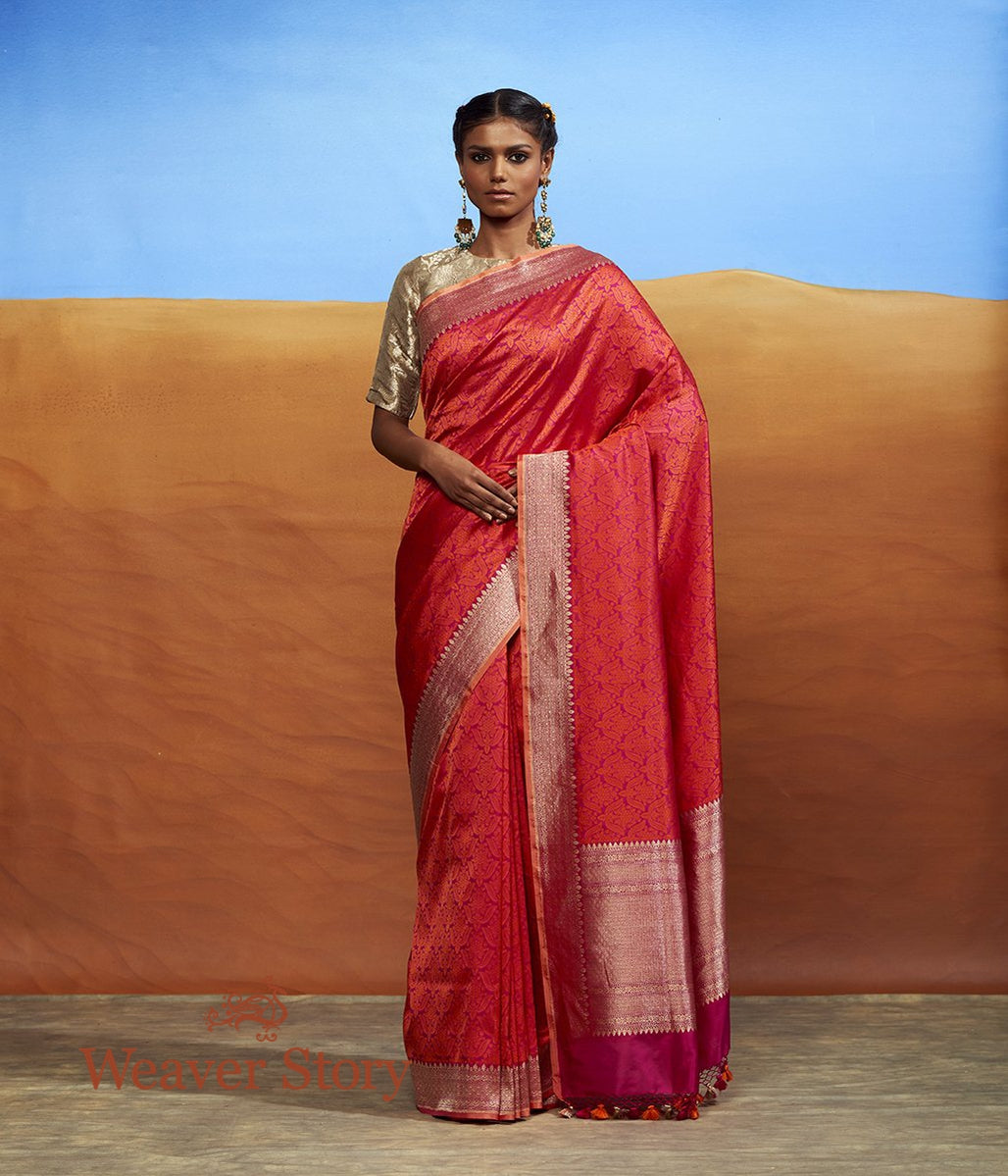 Handwoven_Pink_and_Orange_Tanchoi_with_Floral_Motifs_WeaverStory_02