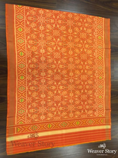 Handwoven_Single_Ikat_Patola_Dupatta_in_Orange_WeaverStory_03