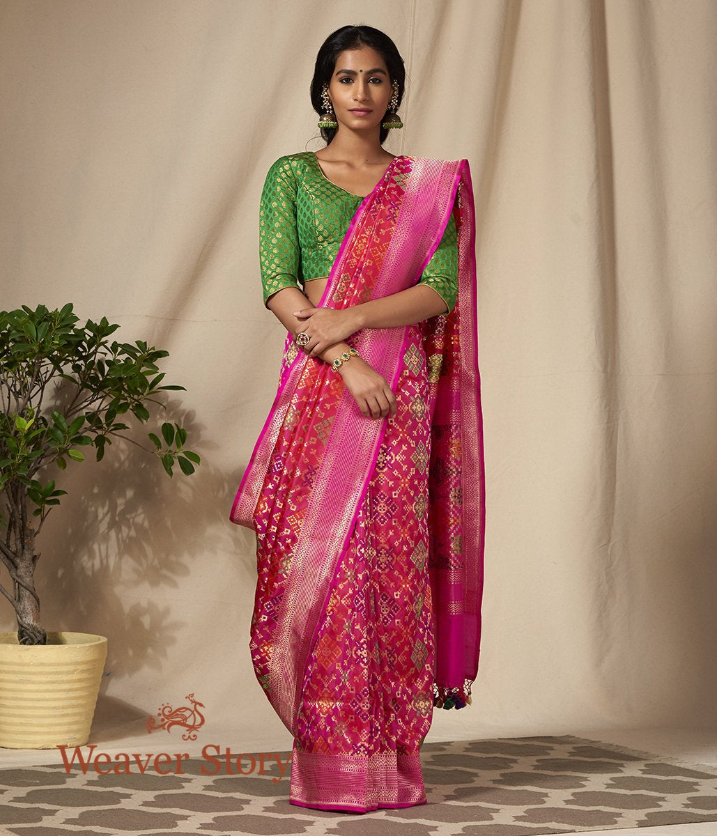 Handwoven_Hot_Pink_Meenakari_Banarasi_Patola_Saree_WeaverStory_02