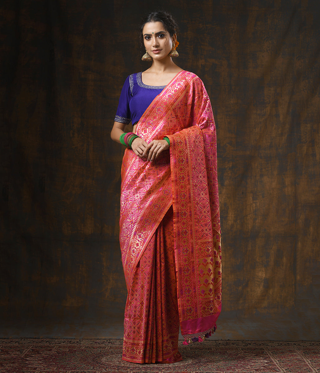 Handloom_Pink_Peach_Heavy_Banarasi_Patola_Saree_WeaverStory_02