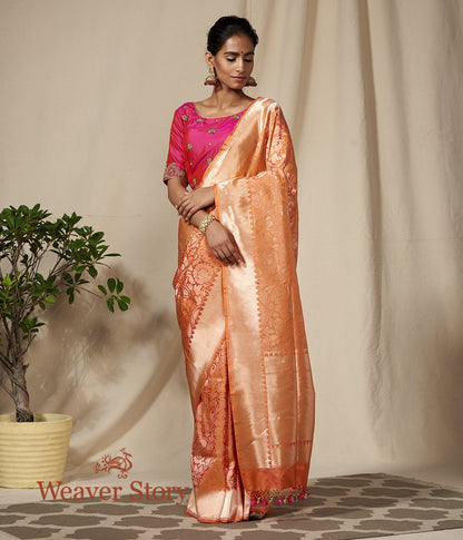 Handwoven_Orange_and_Gold_Dampaj_Weave_Saree_With_Temple_Border_WeaverStory_02