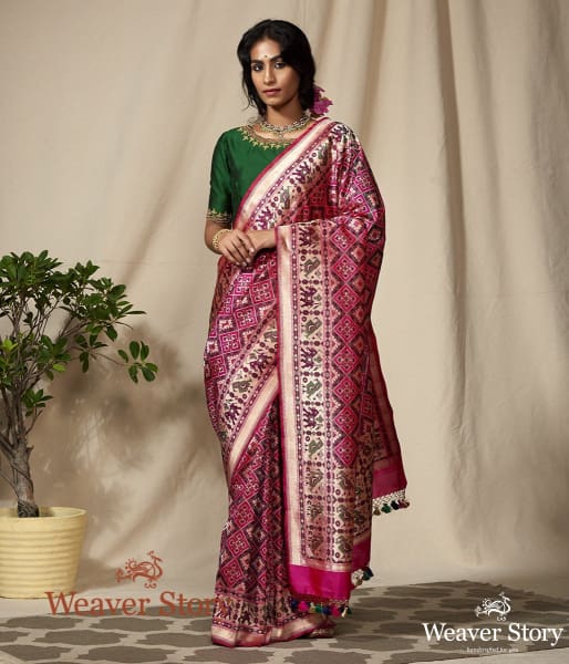 Handwoven_Pink_Banarasi_Patola_Saree_WeaverStory_02