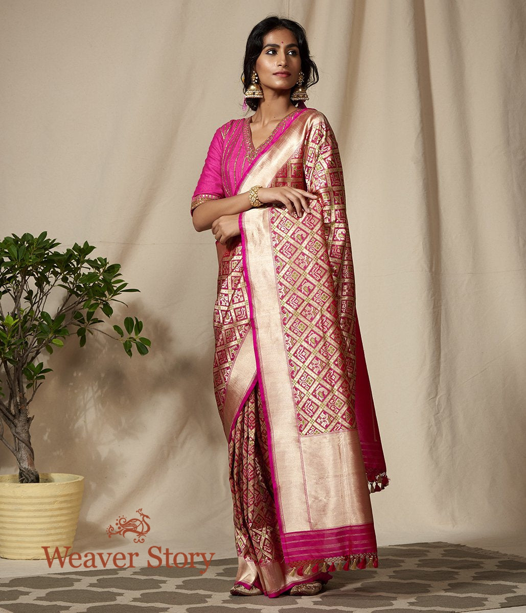 Handloom_Pink_Banarasi_Patola_Saree_with_Zari_Base_WeaverStory_02