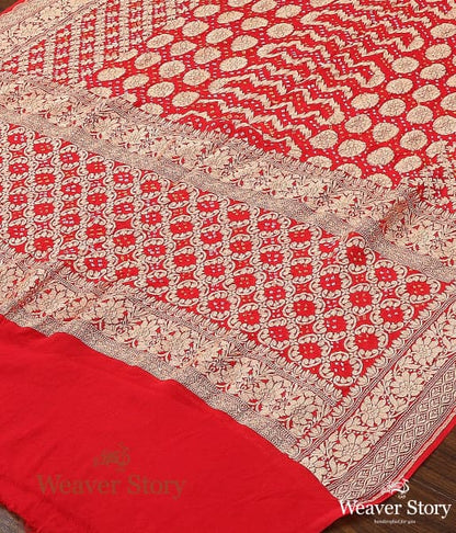 Handwoven_Red_Banarasi_Bandhani_Georgette_Dupatta_WeaverStory_02