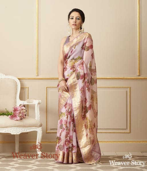 Handwoven_Printed_Organza_Saree_WeaverStory_02