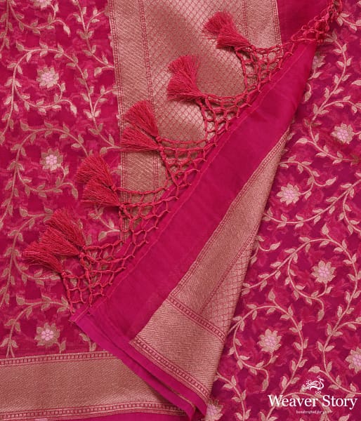 Handwoven_Pink_Organza_Meenakari_Jaal_Dupatta_WeaverStory_02