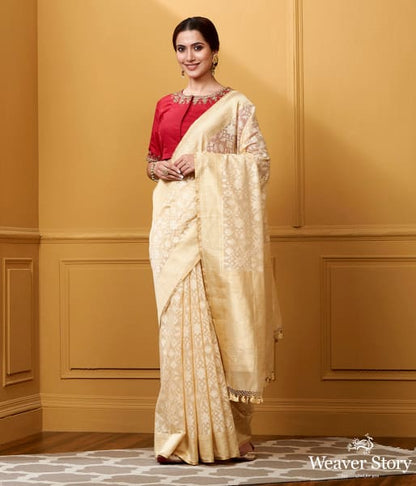 Handwoven_Beige_Kora_Cotton_Patola_Saree_WeaverStory_02