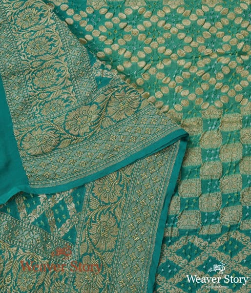 Handwoven_Green_Banarasi_Bandhani_Dupatta_WeaverStory_02