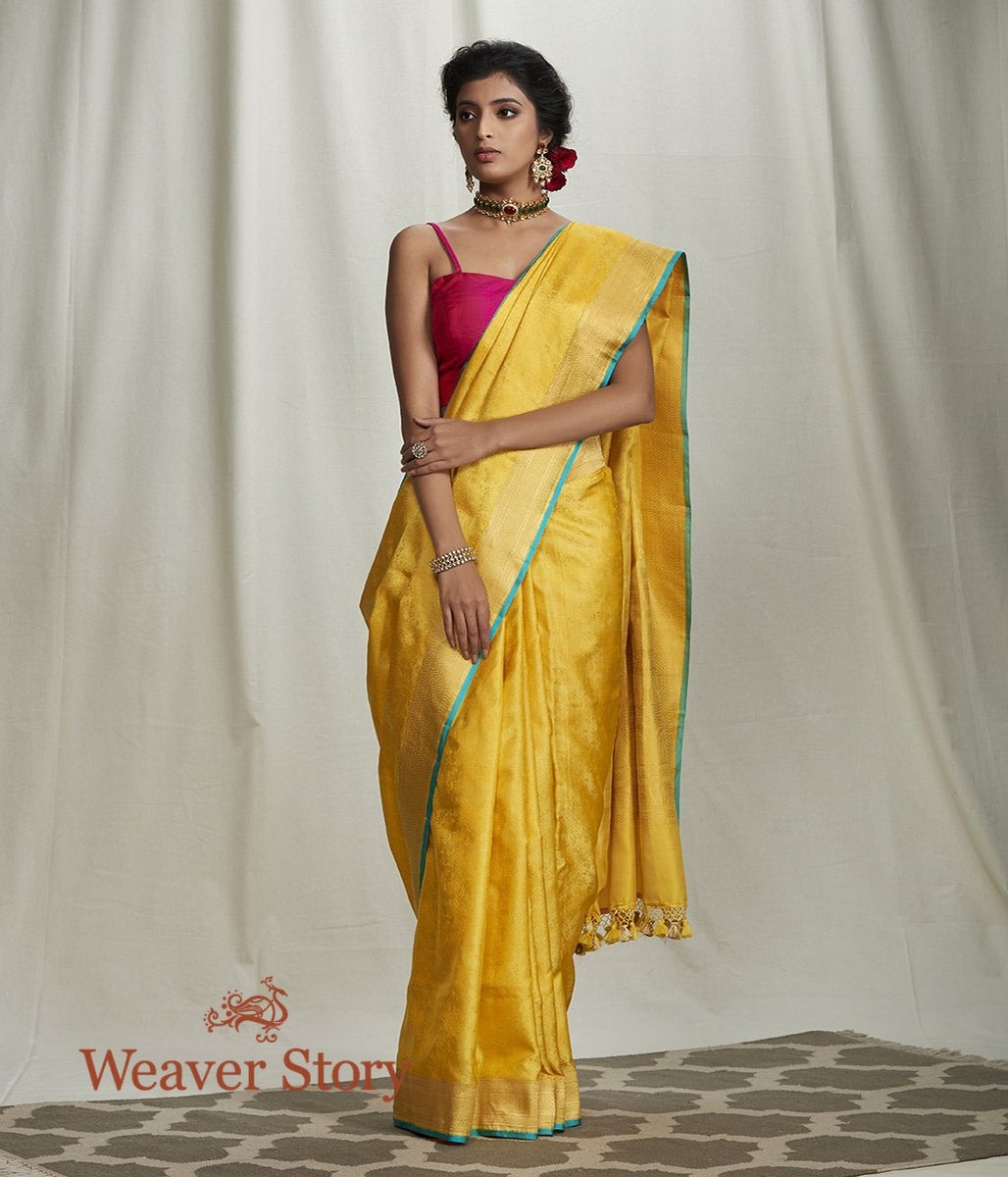 Handwoven_Yellow_Tanchoi_Saree_with_Gold_Border_WeaverStory_02