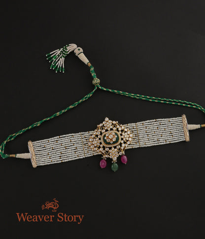 Yuvaan_Choker_with_Moissanite_Polki_Crafted_in_Pure_Silver_WeaverStory_02