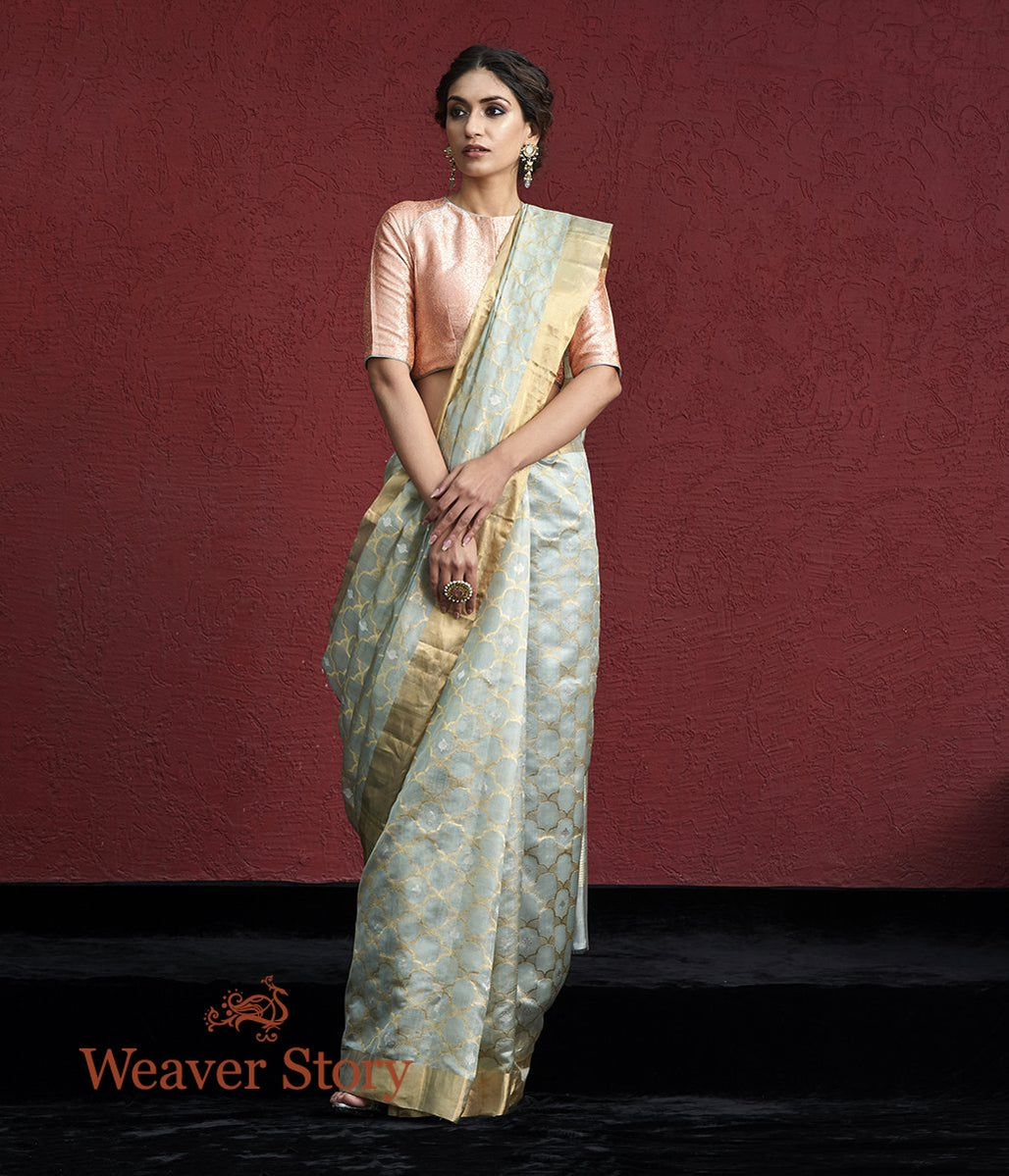 Handloom_Powder_Blue_Chanderi_Silk_Saree_with_Gold_and_Silver_Zari_Jaal_WeaverStory_02