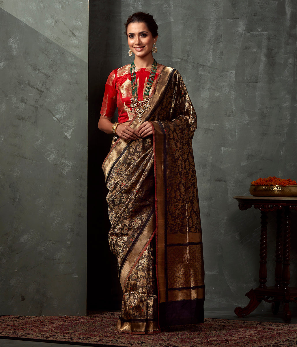 Handloom_Black_Kimkhab_Shikargah_Banarasi_Saree_WeaverStory_02