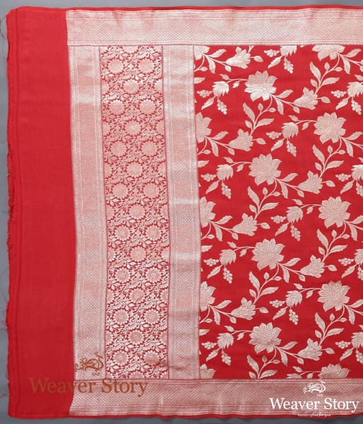 Handwoven_Red_Munga_Silk_Dupatta_with_Cutwork_Jaal_WeaverStory_02