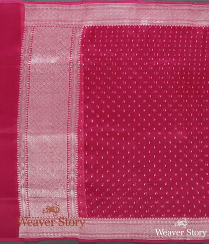 Handwoven_Pink_Organza_Silver_Booti_Dupatta_WeaverStory_02