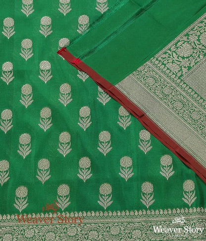 Handwoven_Dark_Green_Katan_Georgette_Dupatta_WeaverStory_02