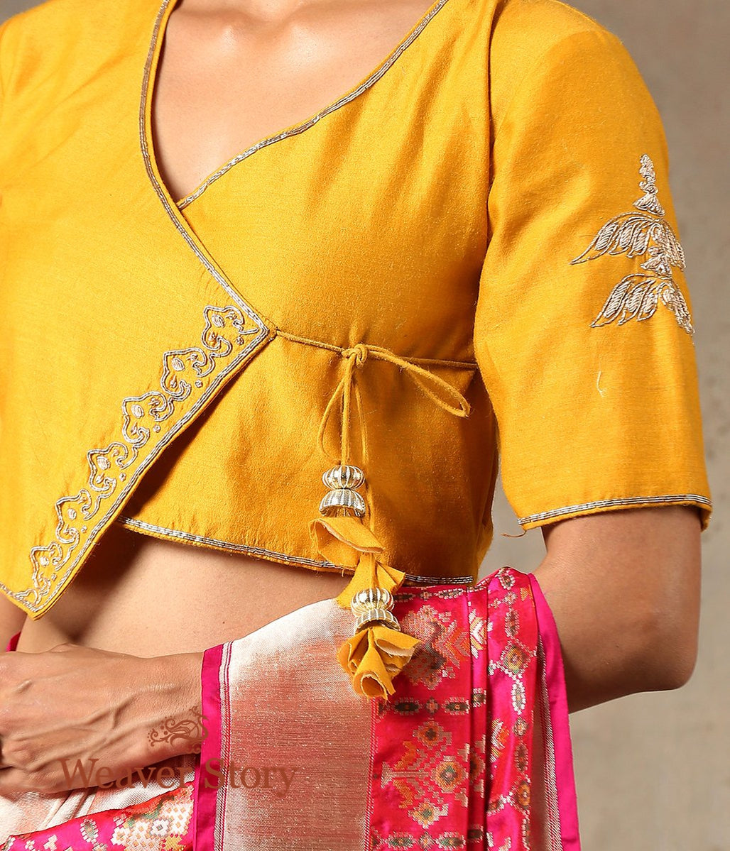 Mustard_Angrakha_Style_Blouse_in_Munga_Silk_with_Embroidery_WeaverStory_02