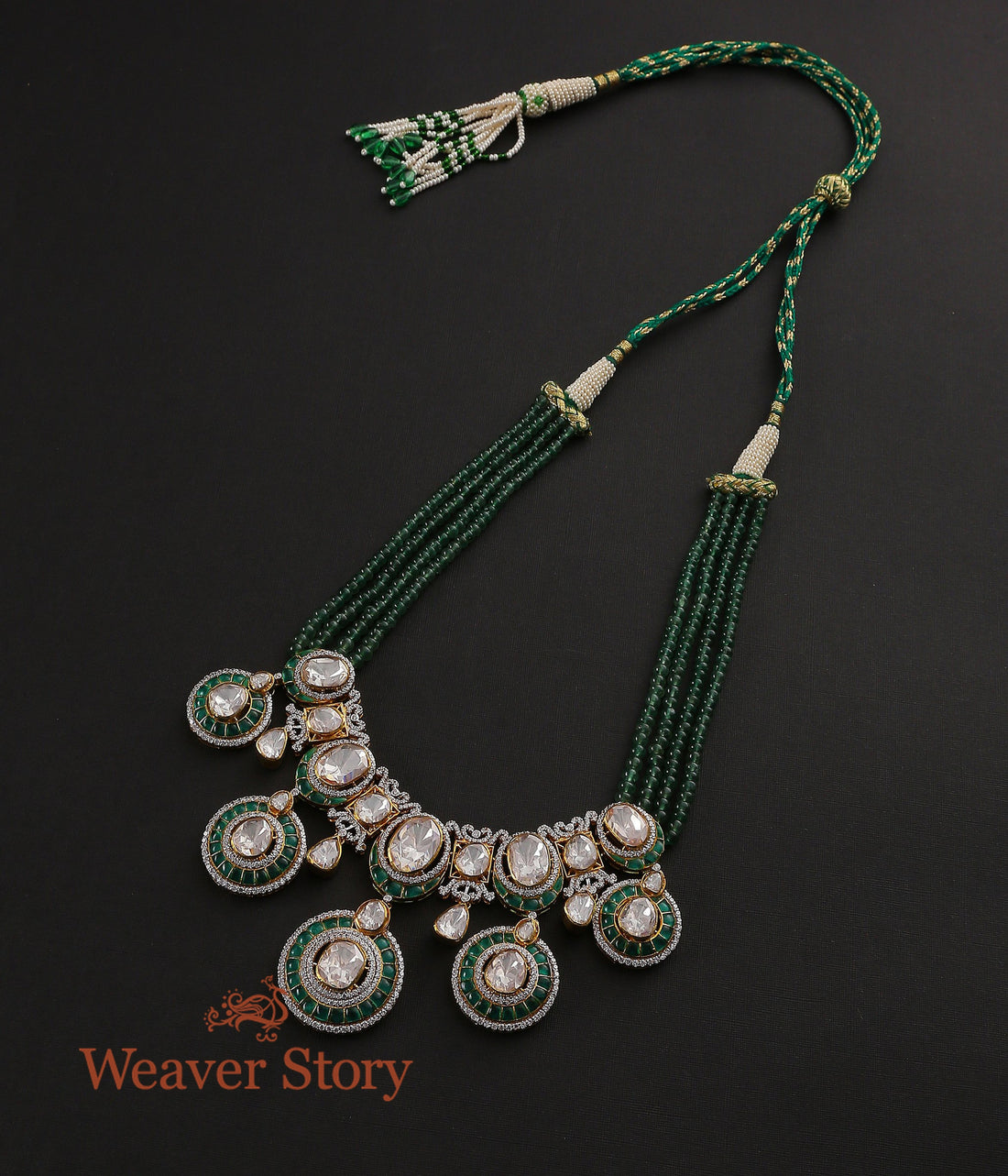 Aqsa_Necklace_with_Moissanite_Polki_Crafted_in_Pure_Silver_WeaverStory_02