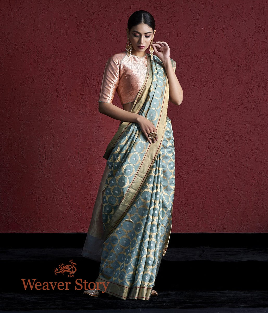 Handwoven_Duck_Egg_Blue_Chanderi_Silk_Saree_with_Zari_Jaal_WeaverStory_02