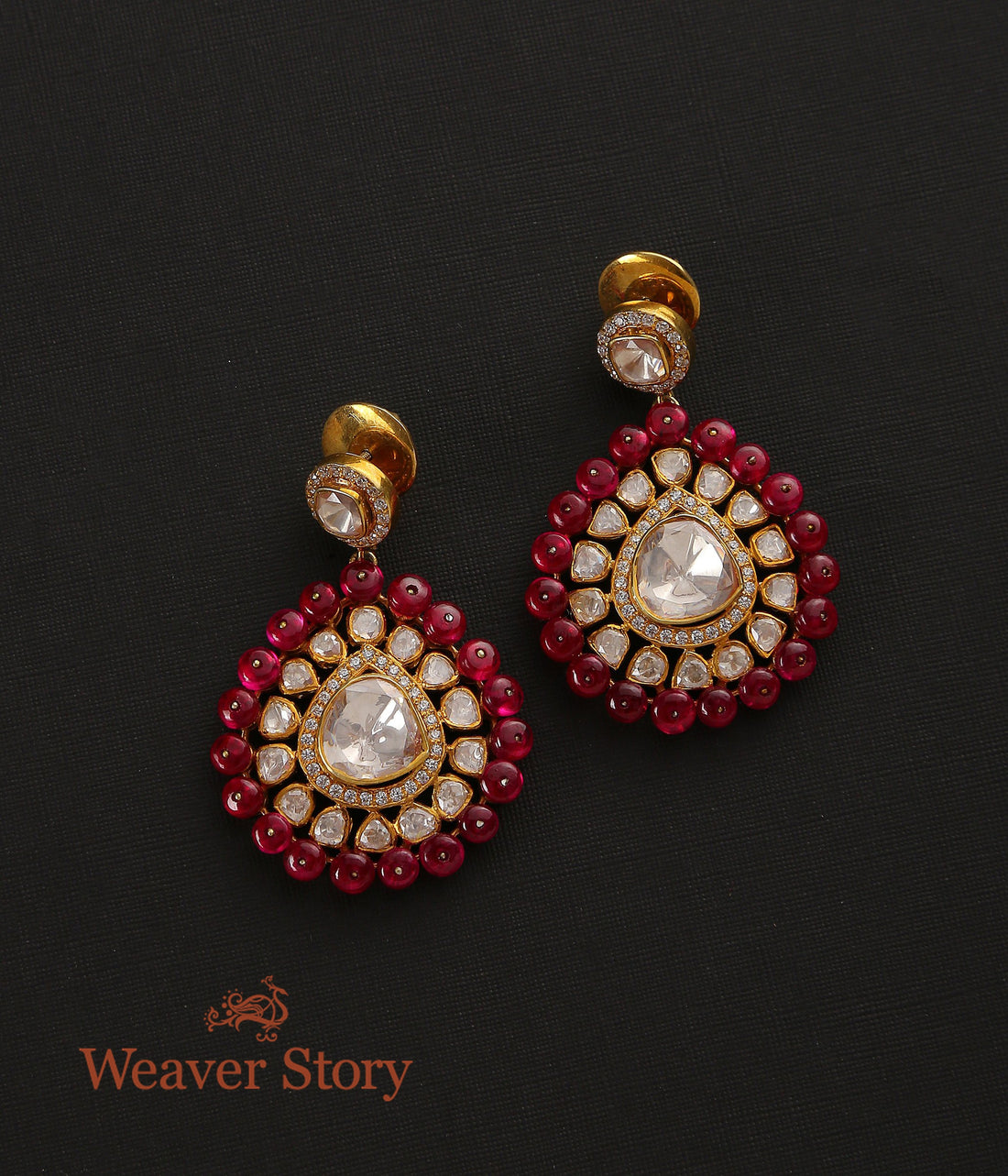 Rubina_Earrings_with_Moissanite_Polki_Crafted_in_Pure_Silver_WeaverStory_02
