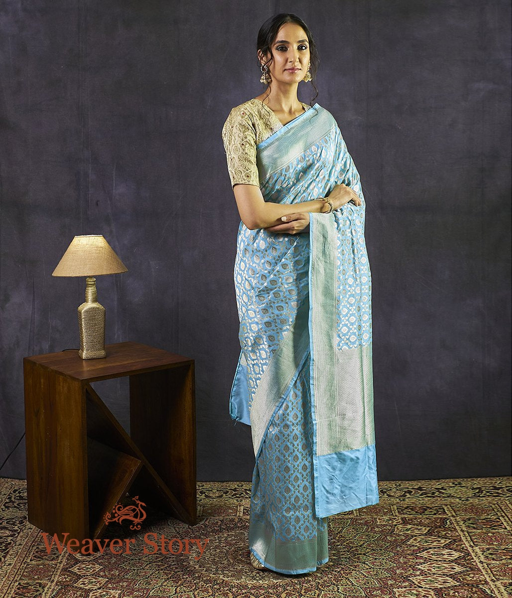 Handwoven_Blue_Cutwork_Jaal_Banarasi_Saree_WeaverStory_02